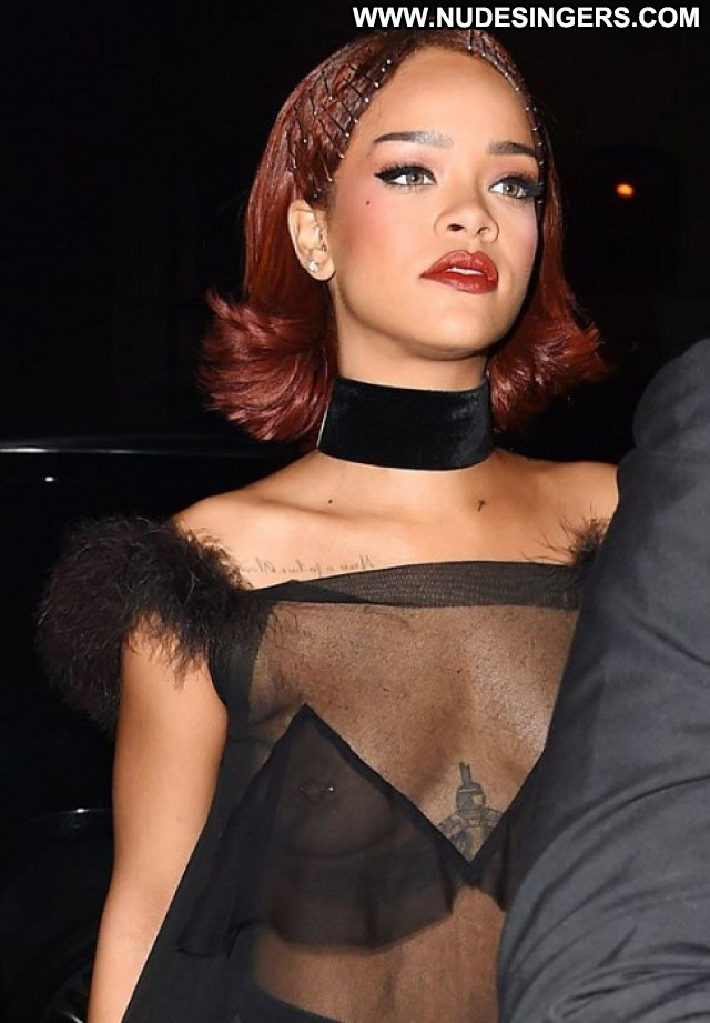 Rihanna No Source Candids See Through Beautiful Braless Babe