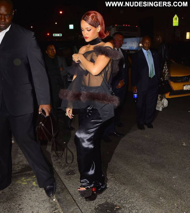 Rihanna No Source Candids Party See Through Braless Babe Posing Hot